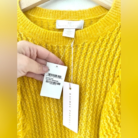 Rachel Parcell Yellow Treasure Pointelle Knit Ruffle Sweater Size XS‎ NWT - Picture 5 of 10